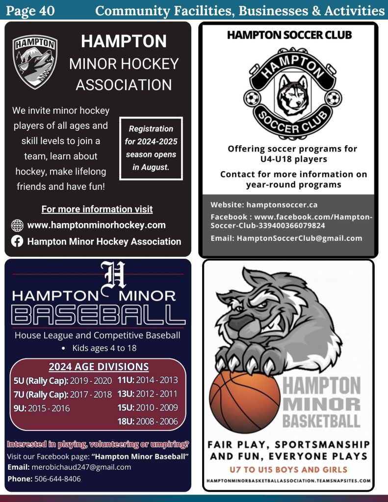 Soccer Club/Minor Hockey/Minor Baseball/Basketball